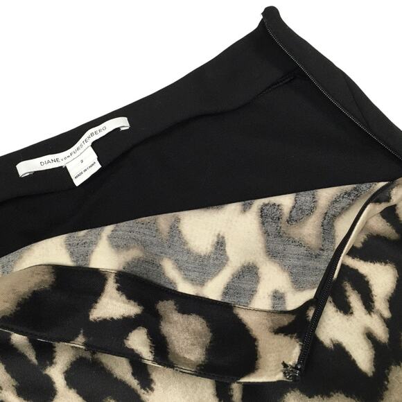 Diane‎ von Furstenberg Mae Mikado Pencil Skirt Leopard Animal Print Women's 2 - Picture 4 of 12